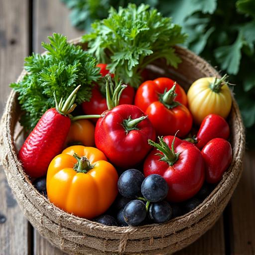 A basket of fresh, locally sourced vegetables from an Irish farm.